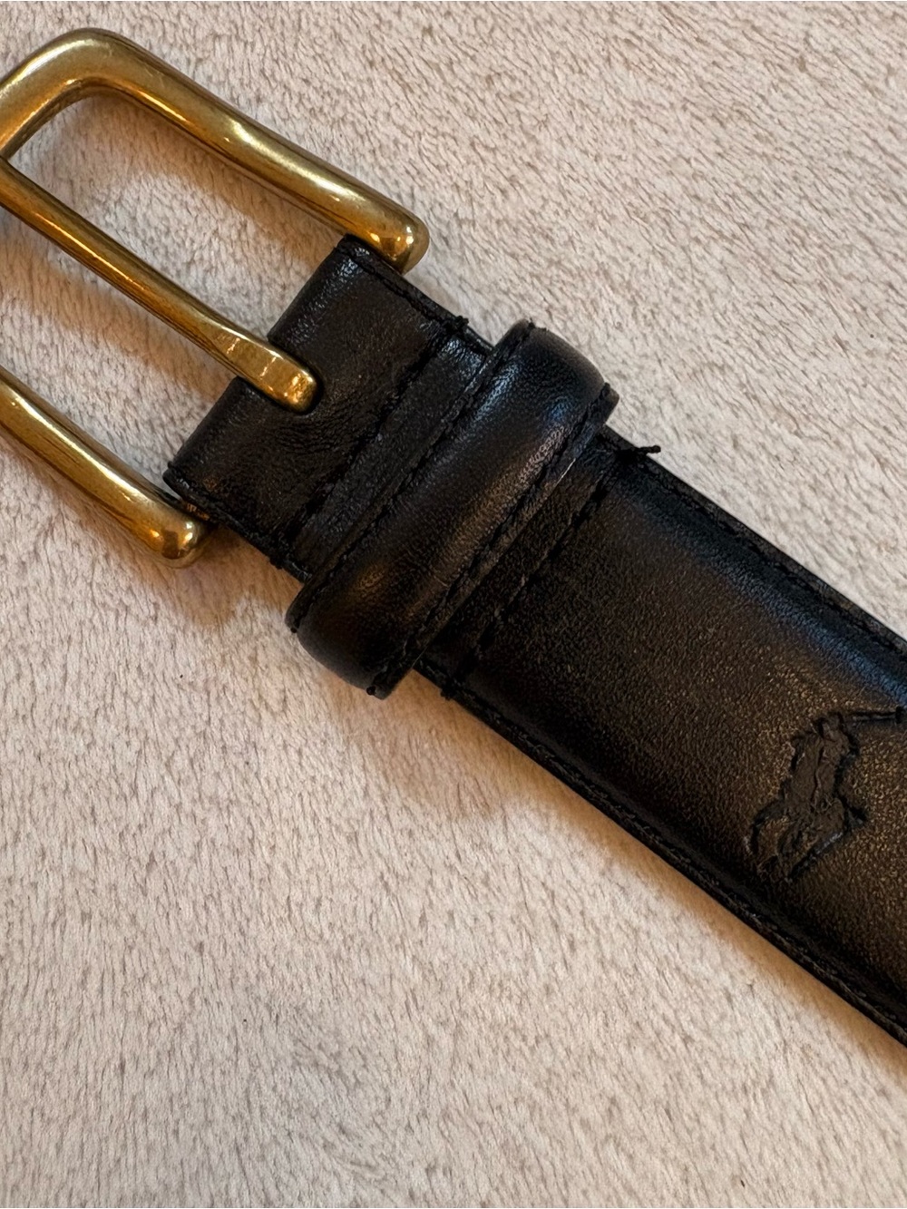 Polo Ralph Lauren Black Italian Leather Dress Belt with Brass Buckle Sz 36 - Picture 3 of 7